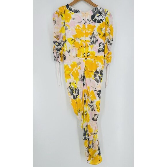 Alice McCall Soiree Saffron Floral Asymmetrical Midi Dress Women’s 6 EUC - Picture 6 of 9